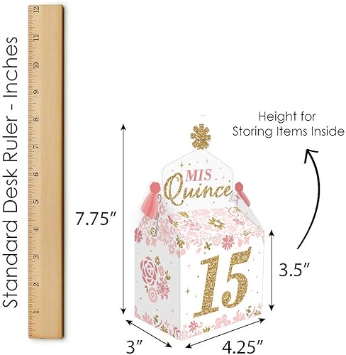 Vista 7 de Big Dot of Happiness Mis Quince Anos - Caja de golosinas para fiestas - Quinceañera Sweet 15 Birthday Party Goodie Gable Boxes - Juego de 12 blanco