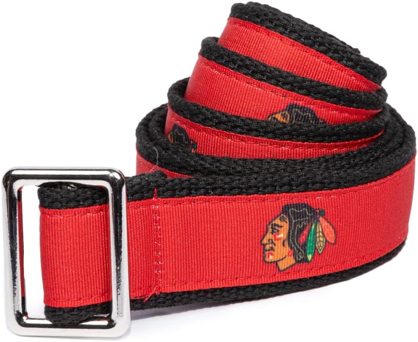 GELLS Chicago Blackhawks NHL Hockey Belt Officially Licensed With Nickel Finished Brass Buckle And Logo Tin