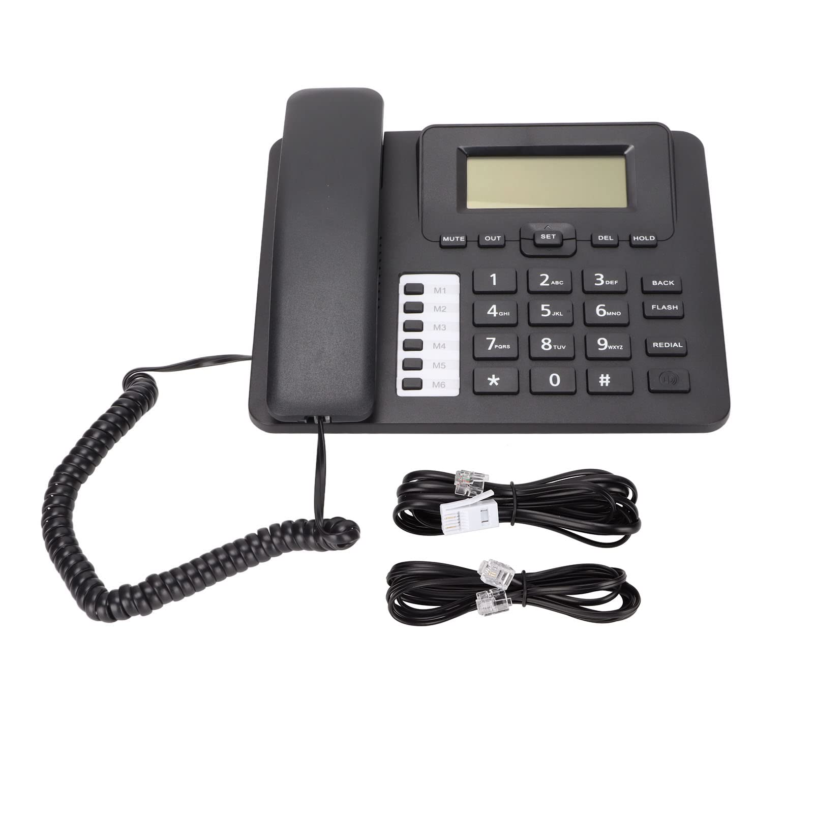 Telefono con Cavo a Pulsanti Grandi, Supporta Selezione Rapida, Sveglia, Id Chiamante e Vivavoce, Display LCD, 6 Pulsanti di Memoria Diretta, Telefono Fisso Aziendale per Hotel Domestici
