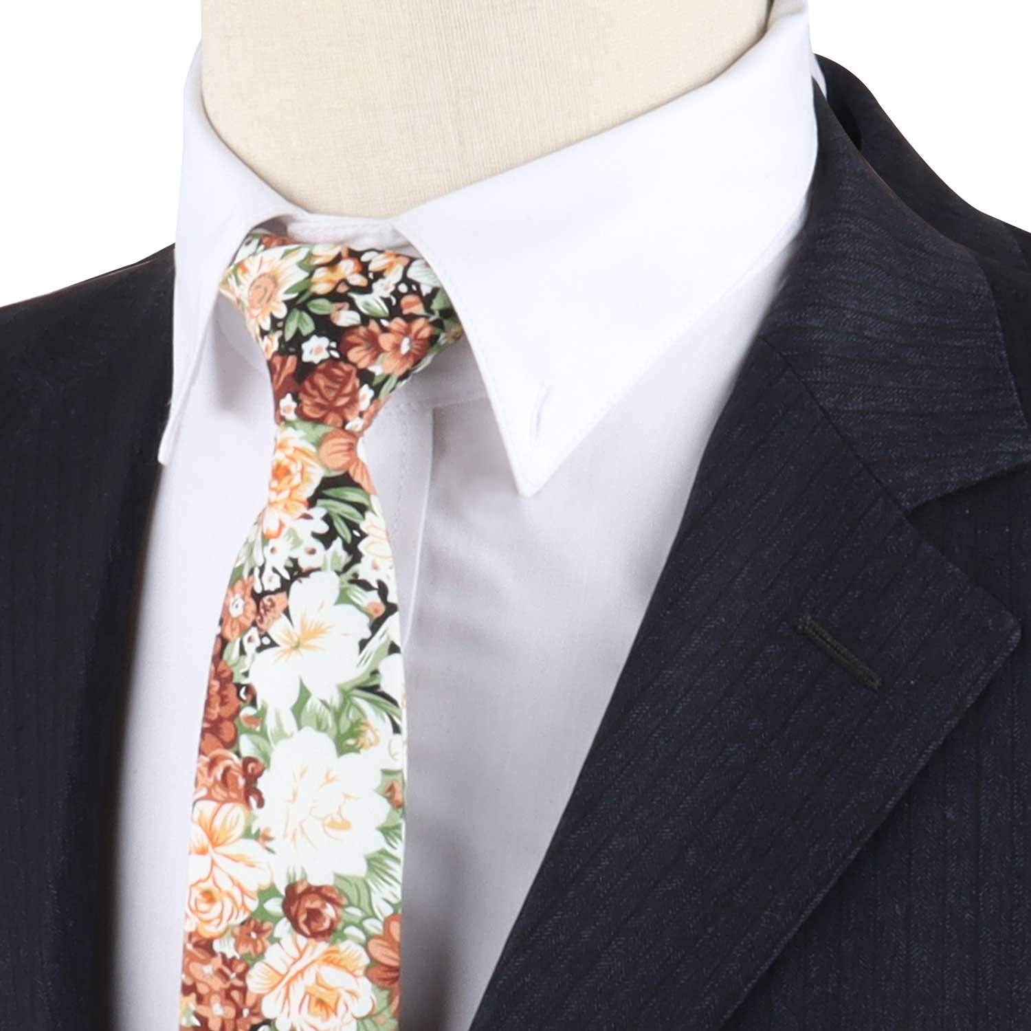 Corbatas flacas florales | Corbata de algodón | Corbata de boda para padrinos de boda para él | Corbata de flores para padrino de boda, Artesano floral 6