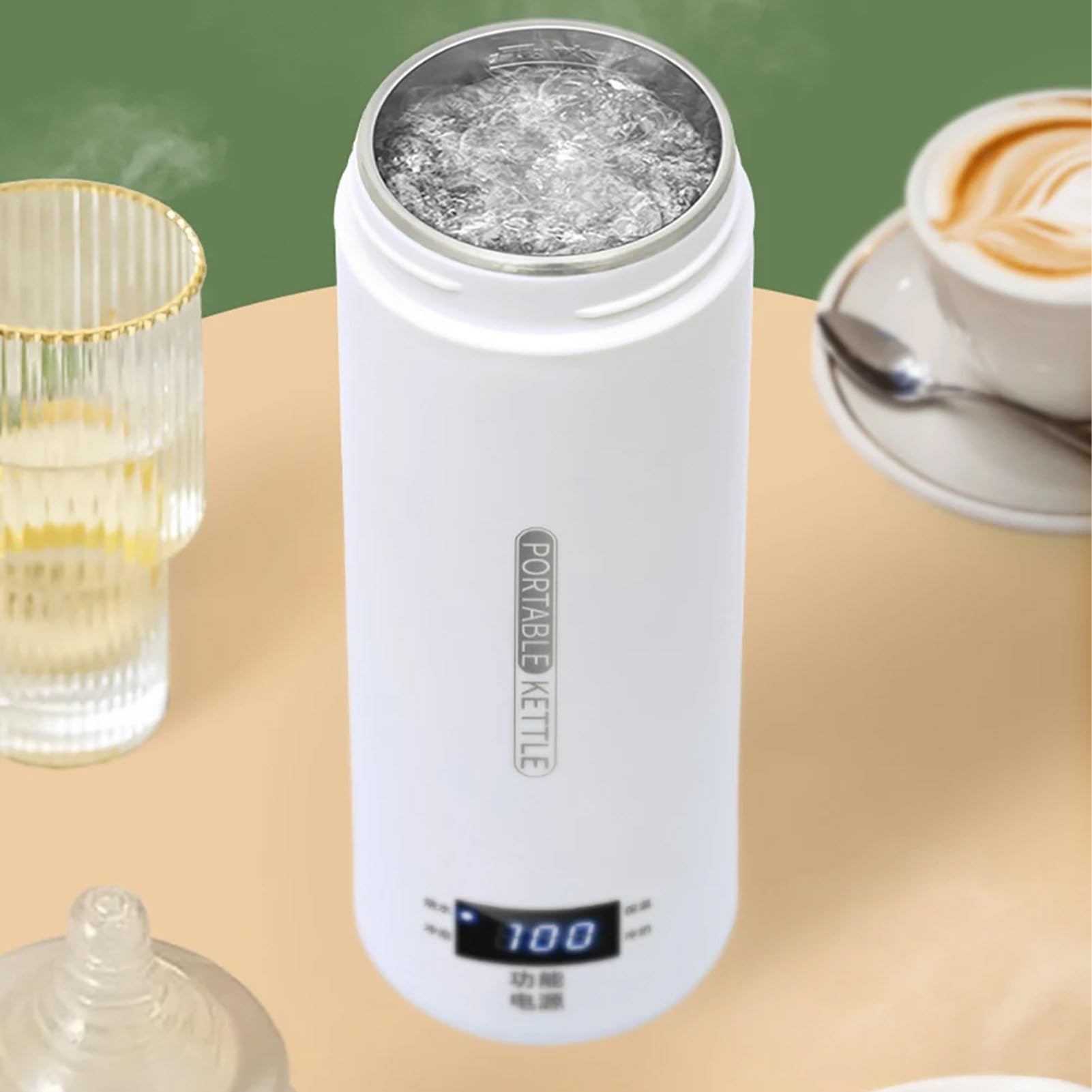 Car Water Heater, Heated Mug Kettle, 22x7.5cm, Temperature Control LCD