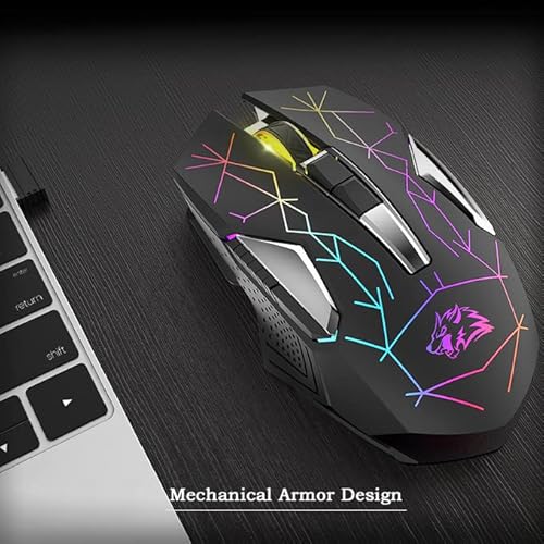 Wireless Gaming Mouse, Rgb Wireless Mouse With Silent Ergonomics Button, Usb C Rechargeable 7 Colors Cool Led Light Up Computer Mice, 3 Level Dpi For Pc Gamer/Mauser/Laptop/Chromebook/Mac - Star Black #TOP7