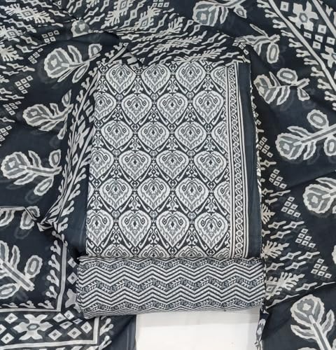 Image of DRAVINAM Trends Women's Premium Cambric Cotton Jaipuri Printed Unstitched Salwar Suit Dress Material with Mulmul Cotton Dupatta