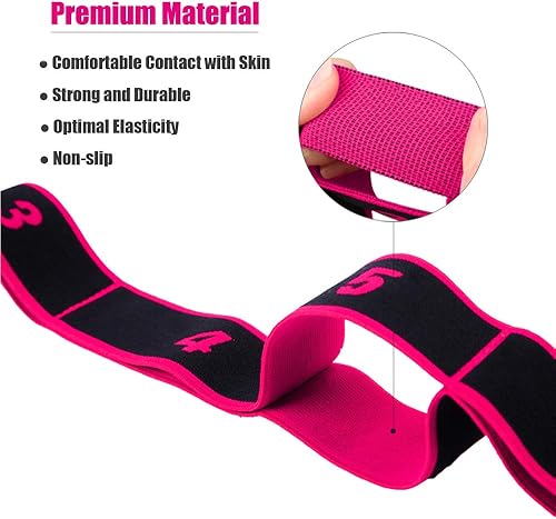 Miniatura 4 de Correa elástica de yoga con 8 bucles para yoga, para estiramiento, terapia física, pilates, danza y gimnasia