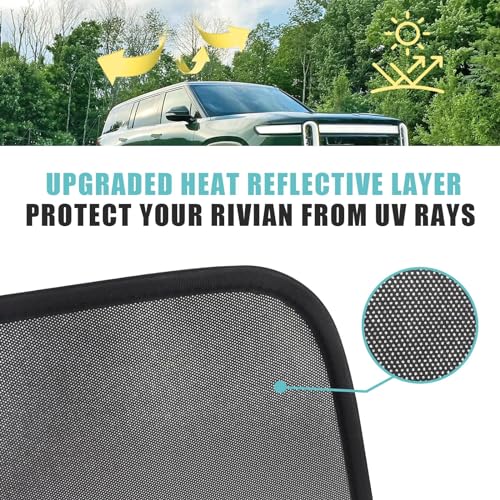 Image of BestEvMod Foldable Roof Sunshade Compatible with 2022-2025 2026 Rivian R1S Accessories Upgraded Heat Reflective Tech Accessories Sunroof Reflective Sun Shade(Rear Only Black)