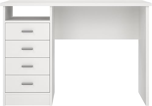 Miniatura 4 de Tvilum Escritorio de 4 cajones, moderno escritorio de oficina blanco con almacenamiento, escritorio compacto y funcional para el hogar u oficina