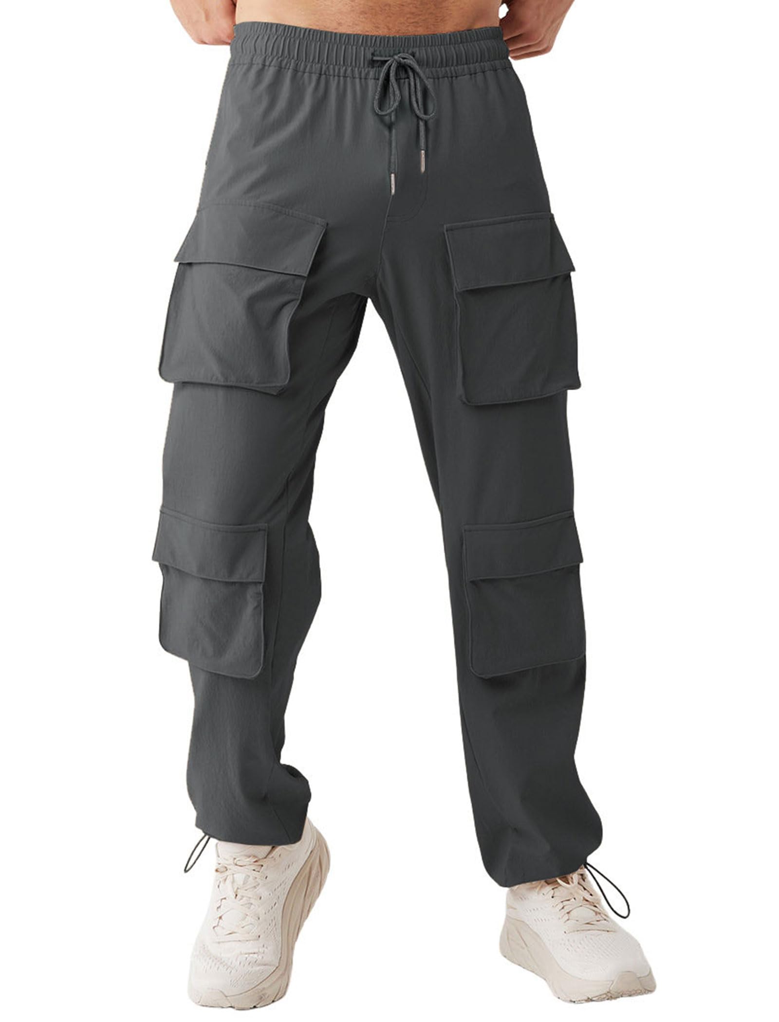ZAFUL Mens Parachute Pants Casual Baggy Cargo Drawstring Trouser