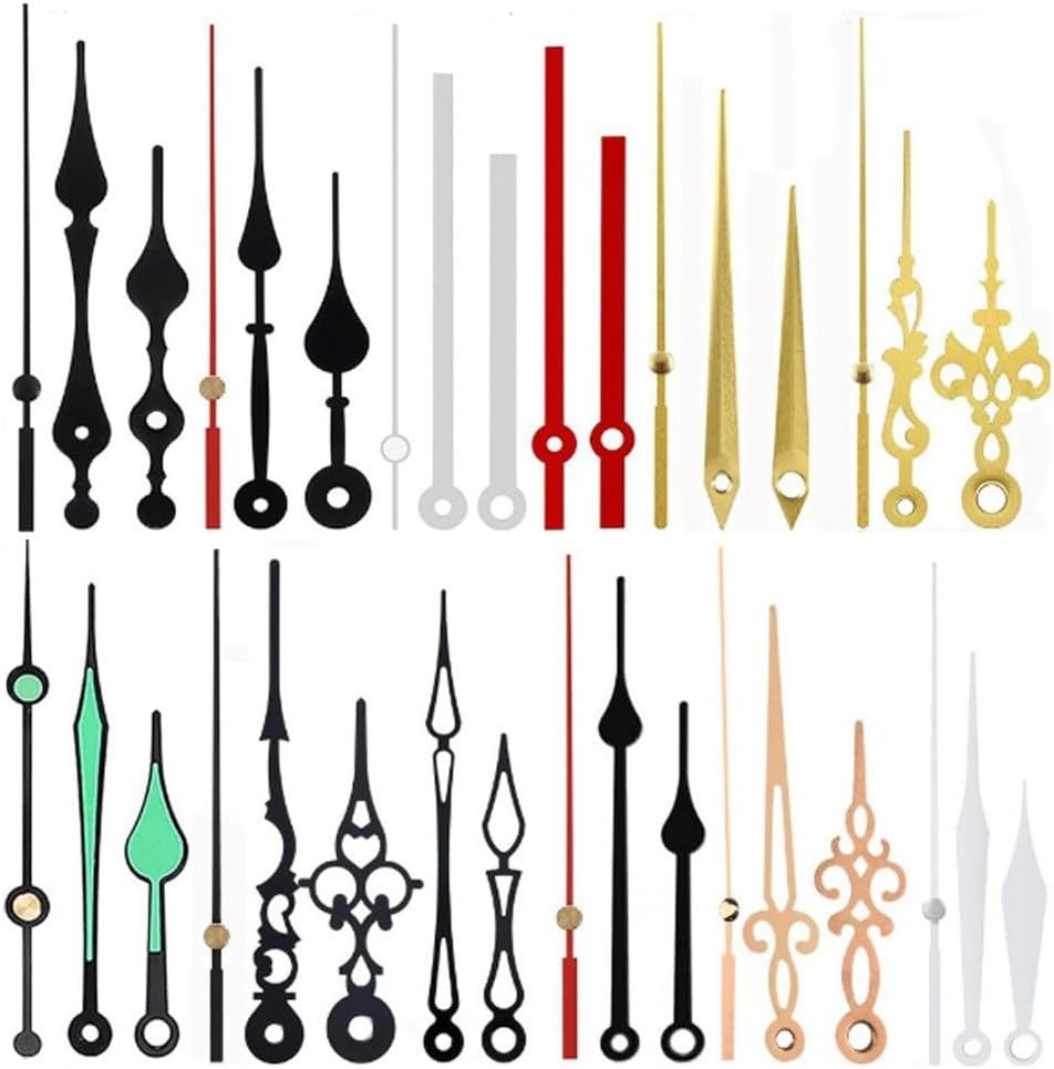 Clock Hands Kit Quartz Clock Movement Repair – 12 Pairs Replacement Pointers, DIY Clockmaking Parts Home Decor, Restoration & Craft Projects