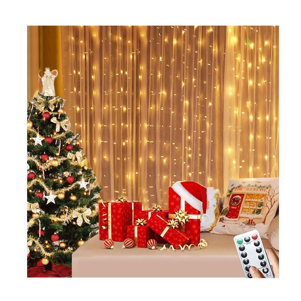 BaketronWhite Christmas Window Lights LED Curtain Lights House Indoor Hanging Waterfall Fairy Lights