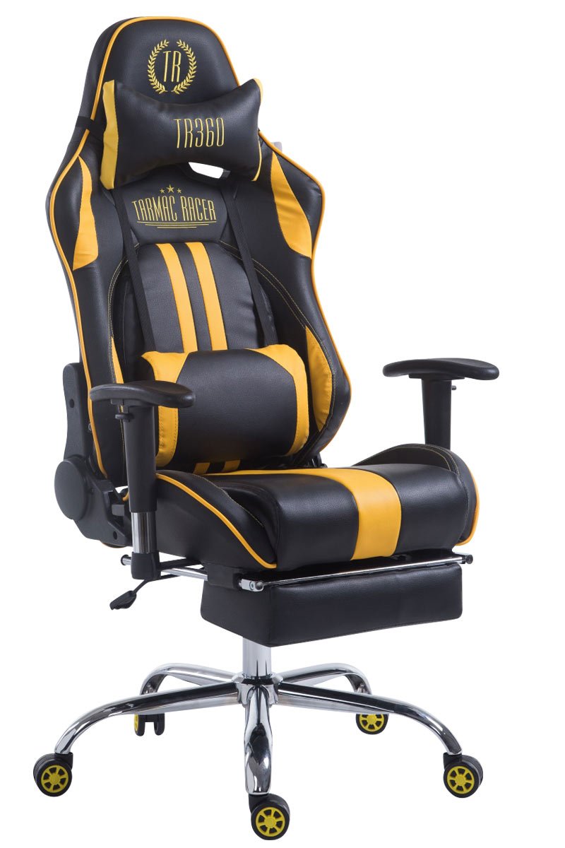 CLP Sedia Gaming Limit XL | Sedia Racing Similpelle I Portata Max 150Kg, Colore:Nero/Giallo, Poggiapiedi:con poggiapiedi