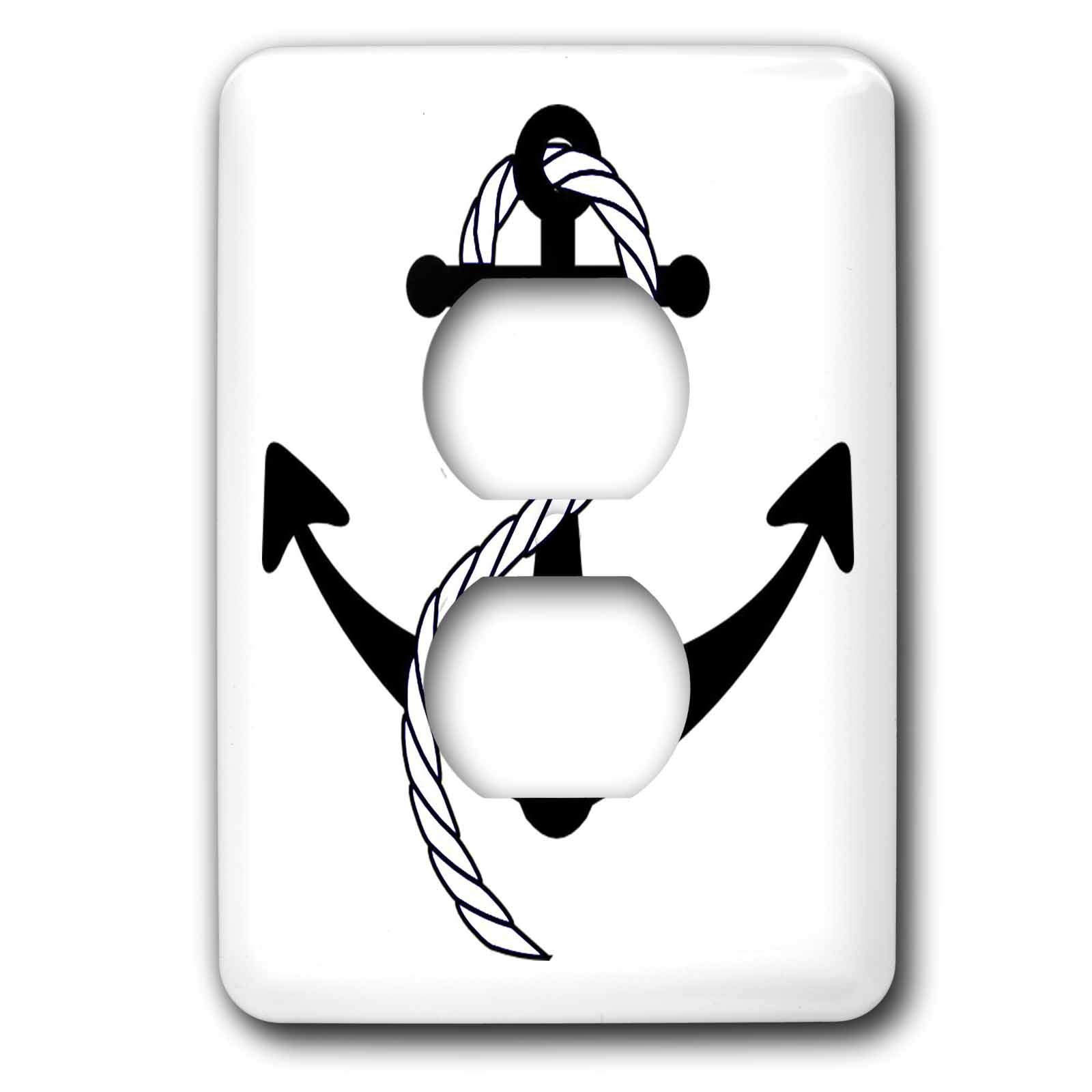Interrupteur décoratif grande ancre bleu marine pour interrupteur double