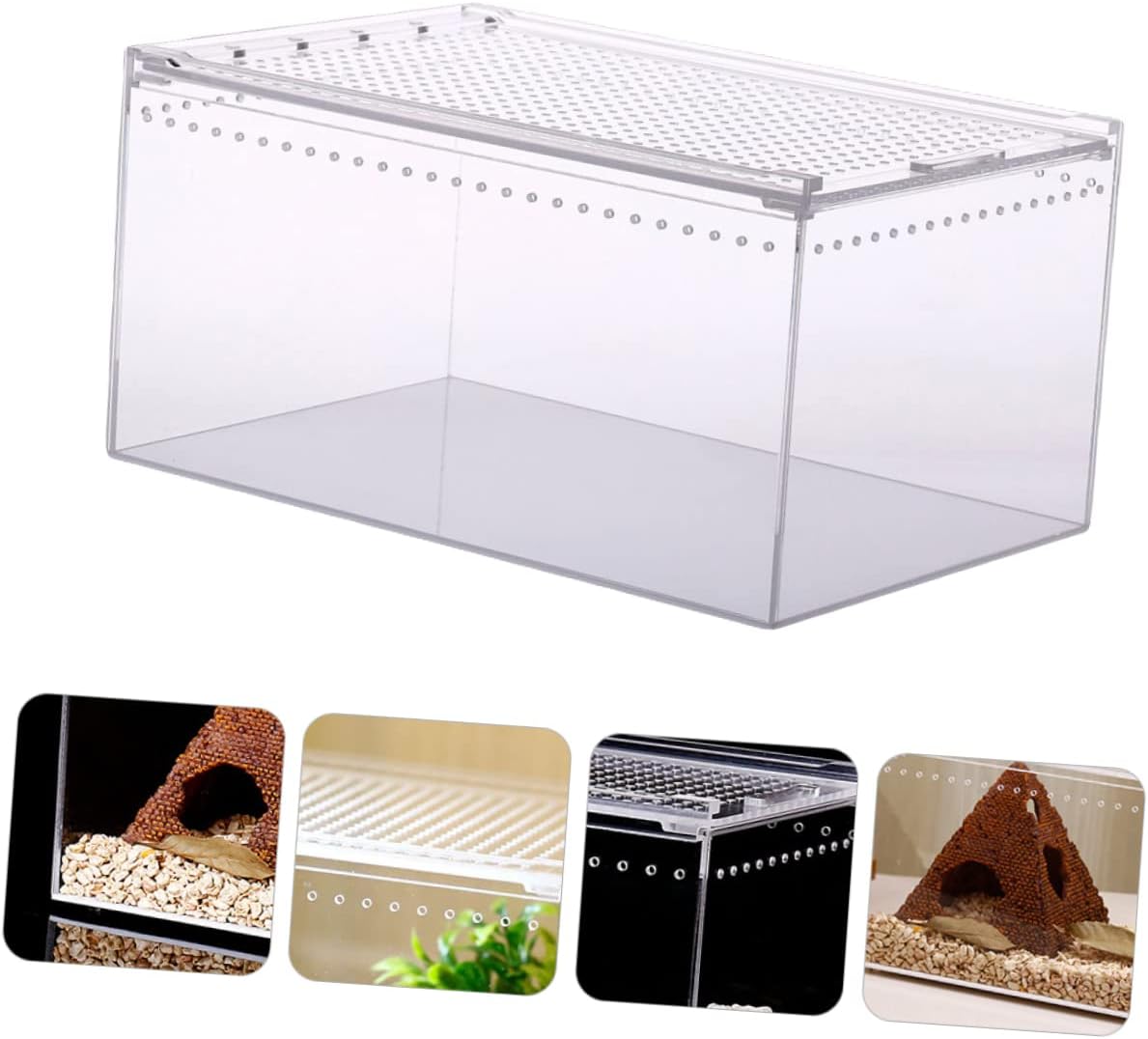 Leak Reptile Feeding Box Acrylic Breeding Tank Lizard Tank Accessories for Frogs Geckos