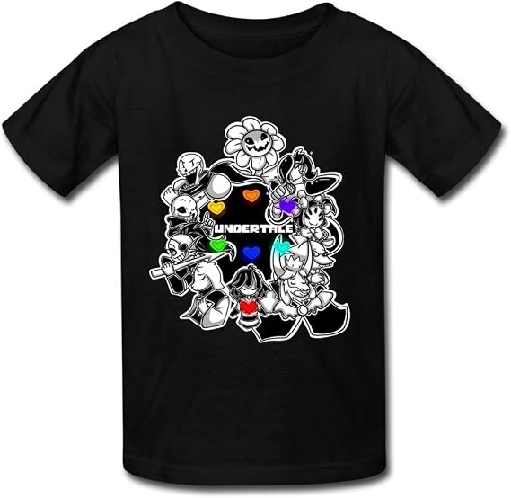 Undertale All Characters Heats Determina For Kid's T-shirt Black Large