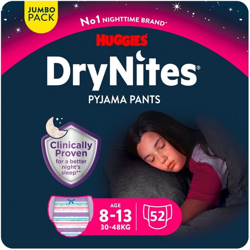 HUGGIES DryNites® sous-vêtements de nuit ultra-absorbants Filles 8/13 ans (30-48 kg) 4x13 culottes
