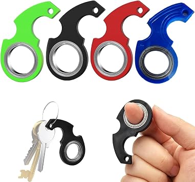 4 Pieces Finger Spinner Keychains   Portable Rotating Fidget Toys for Stress Relief and Finger Exercise, Suitable for Both Children and Adults   Includes Four Assorted Colours