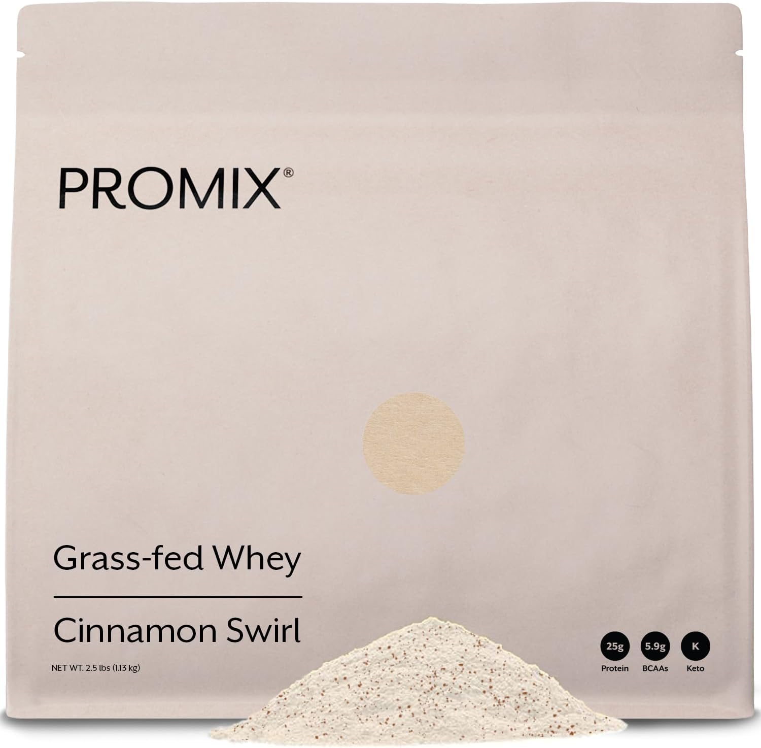 Promix Whey Protein Powder, Cinnamon Swirl - 2.5lb Bulk - Grass-Fed & 100% All Natural - ­Post Workout Fitness & Nutrition Shakes, Smoothies, Baking & Cooking Recipes - Gluten-Free & Keto-Friendly