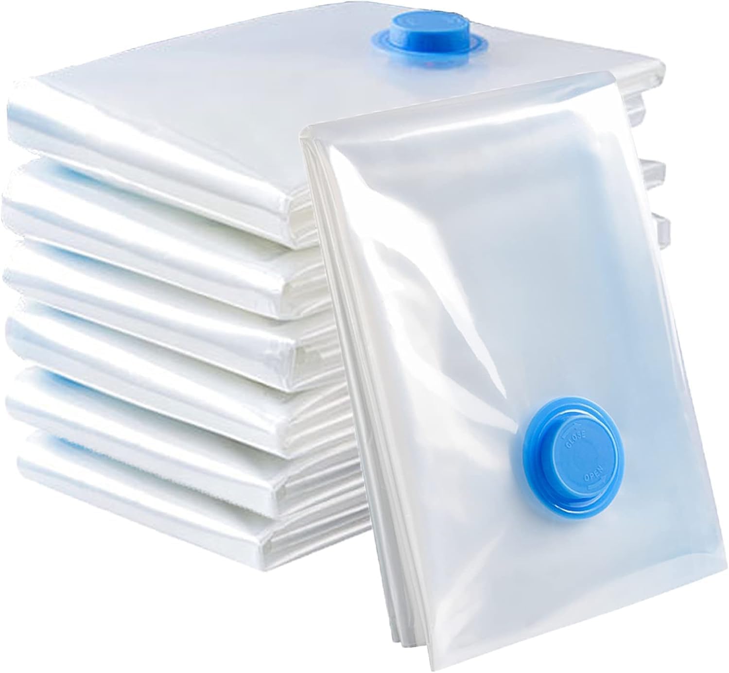 Vacuum Storage Bags 70 x 50 cm - Reusable Vacuum Storage Bags for Clothes - Space Saver Vacuum Storage Bags for Duvets, Bedding, Quilts, Pillows - Storage Bags with Double Zip Sealer - Pack Of 10