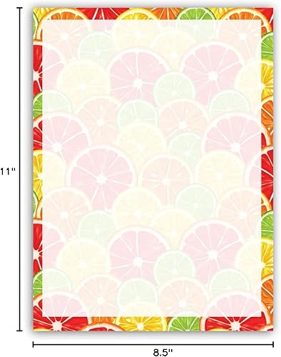 Miniatura 4 de Citrus Stationery - Hojas de membrete de 8.5 x 11 a 60 pulgadas, papel membrete de frutas (Citrus)