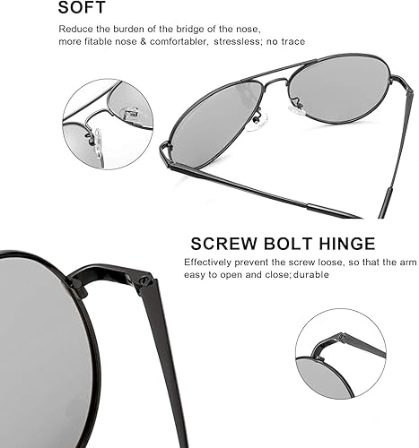 Miniatura 4 de SODQW Gafas de sol fotocrómicas polarizadas para hombre, gafas de sol deportivas de aviador, protección UV 400 con marco de metal grande