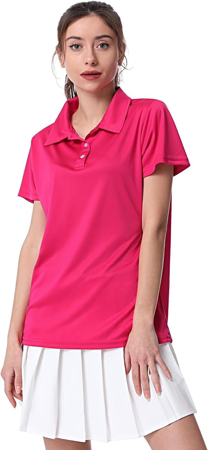 Women's Polo Tee Dry Fit Golf Shirt Moisture Wicking Short Sleeve Sport Activewear Golf Polo Tops Collar with Buttons Workout - Image 3