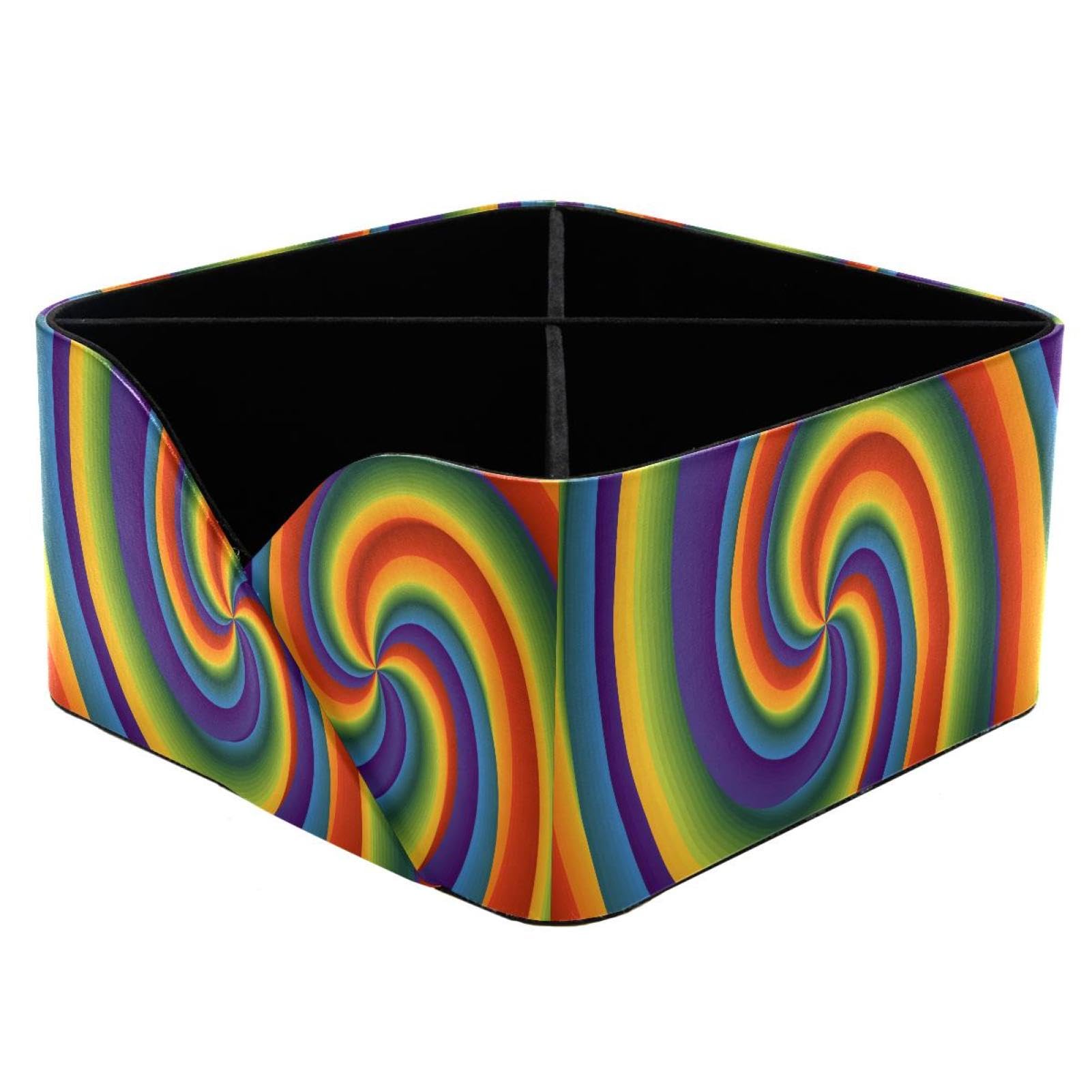 KengjuTesu Colorful Rainbow Swirl Desktop Organizer Pen Holder, Rectangular Pencil Cup for Office, Study and Makeup Stations