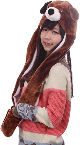 Miniatura 1 de TONWHAR Sudadera con capucha de animales de dibujos animados con bufanda y guantes adjuntos