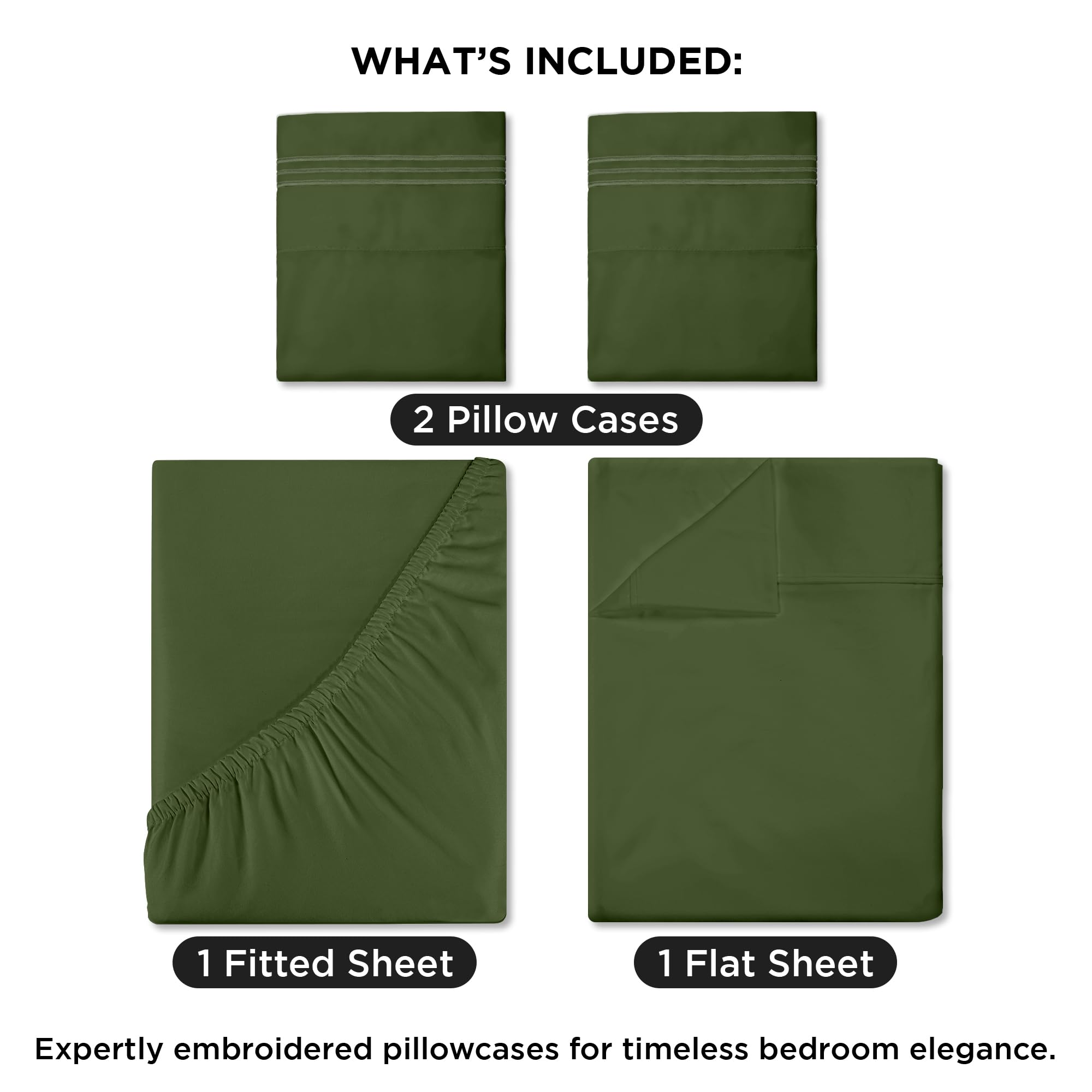 HOMEIDEAS Queen Size Bettwäsche-Set – 4-teilig, Hellgrau, Gebürstete Mikrofaser 1800, Tiefe Tasche