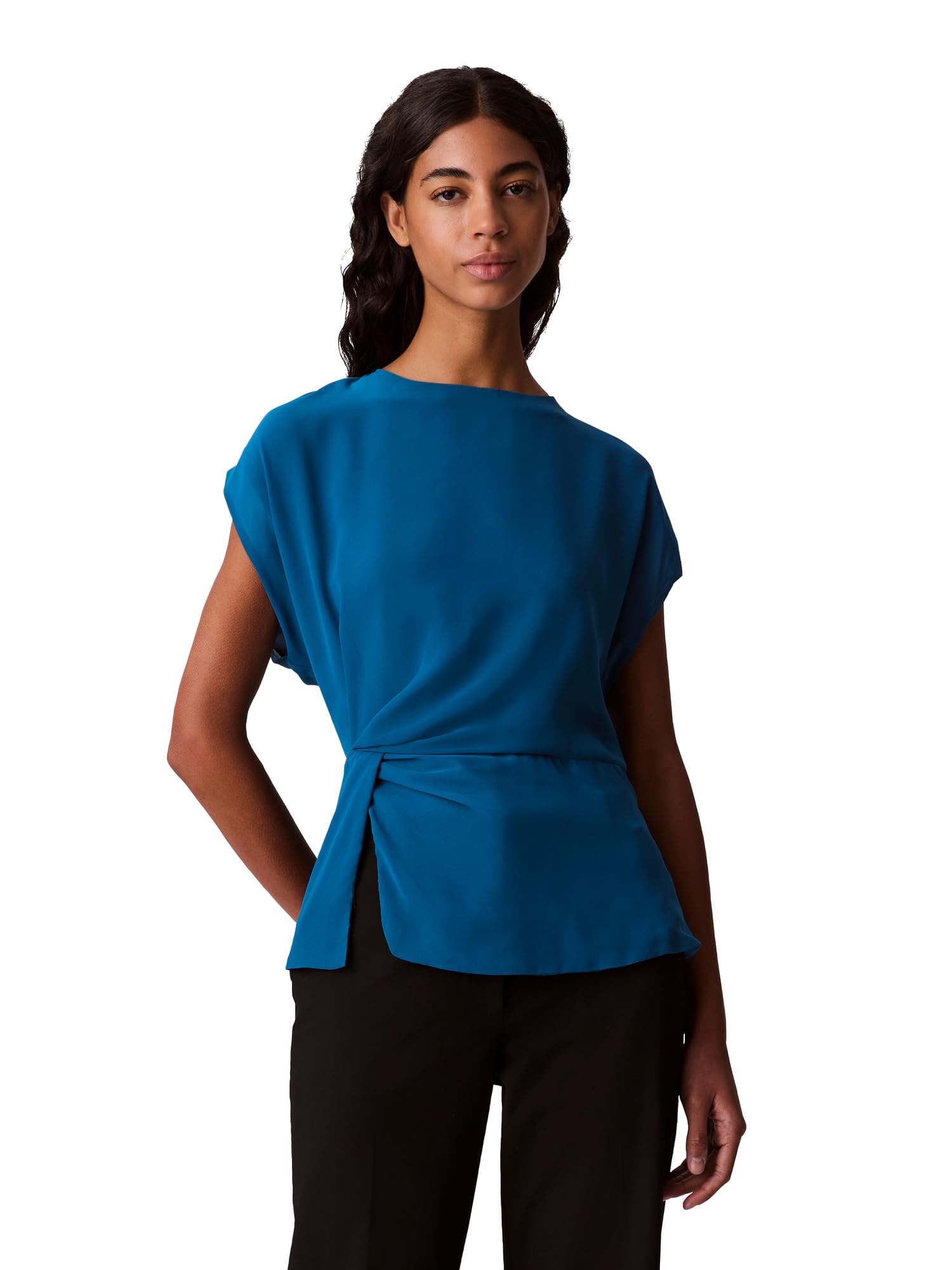 Calvin Klein Jeans Womens Chiffon Twist Front Blouse