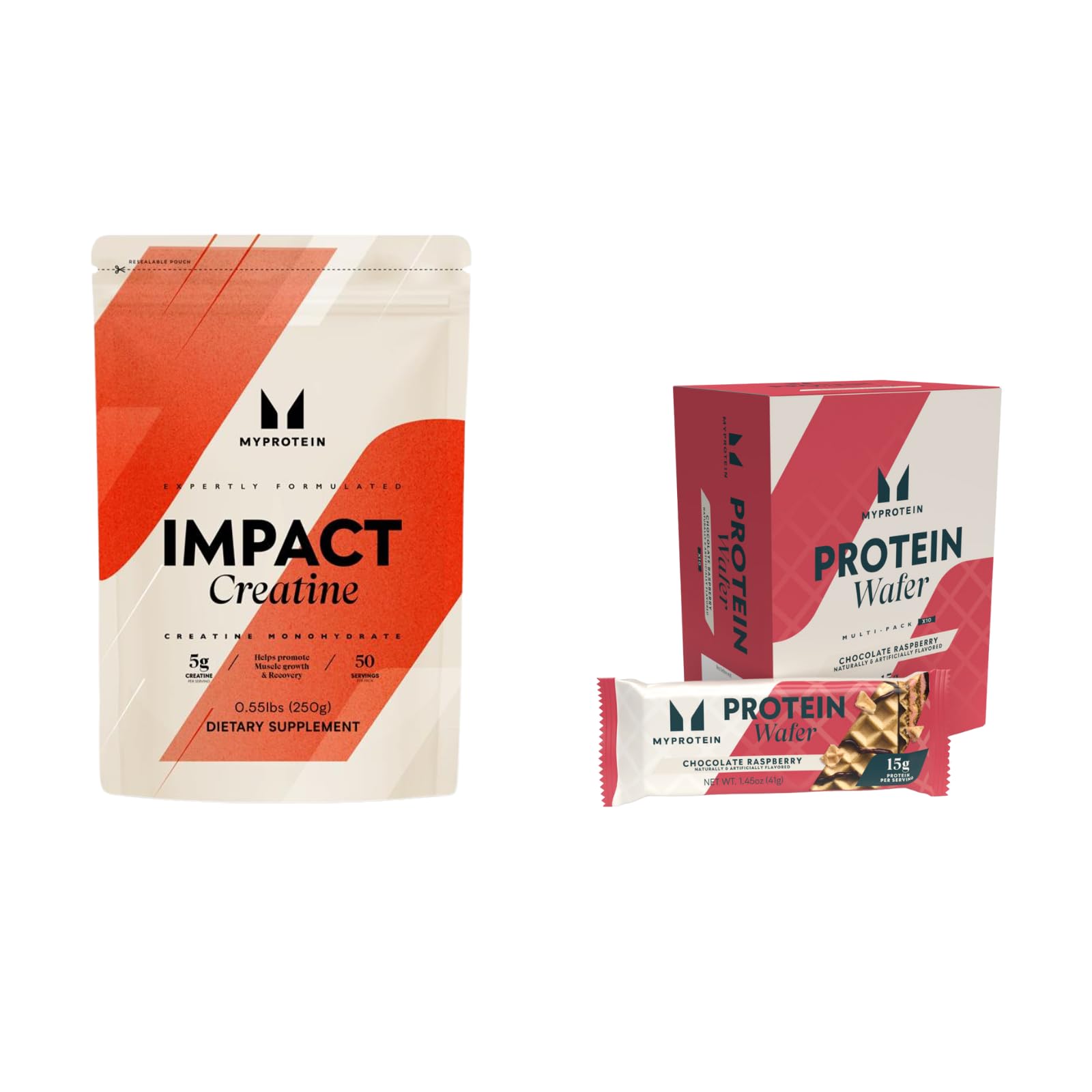 Myprotein Impact Creatine Monohydrate 0.5lb + Chocolate Raspberry Protein Wafer | Muscle Strength & Recovery Bundle