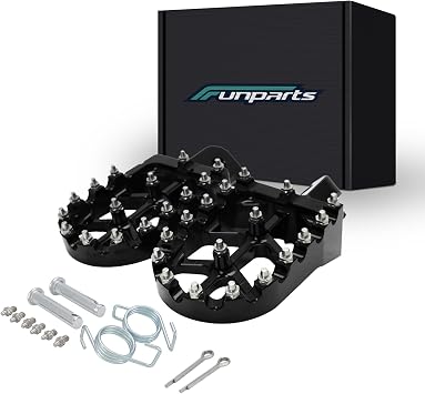 Funparts Dirt Bike Foot Pegs Motorcycle Footpegs Foot Pedals Rests CNC for Apollo RFZ 125 DBX15 X18 X19 Tao Tao DB17 DB27 SSR Thumpstar 50 70 110 125 150 Xmotos Kayo Stomp Atomik Pit Dirt Bike Black