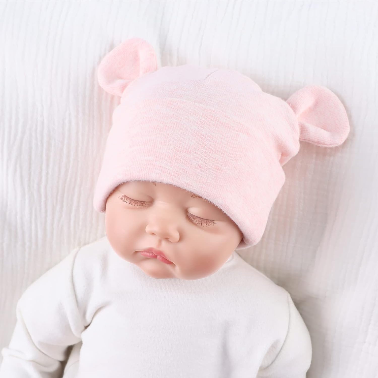 Original Cotton Newborn Hats for Girls Striped Preemie Baby Hats Bear Ears Infant Boys Beanies 0-6 Months - Image 5