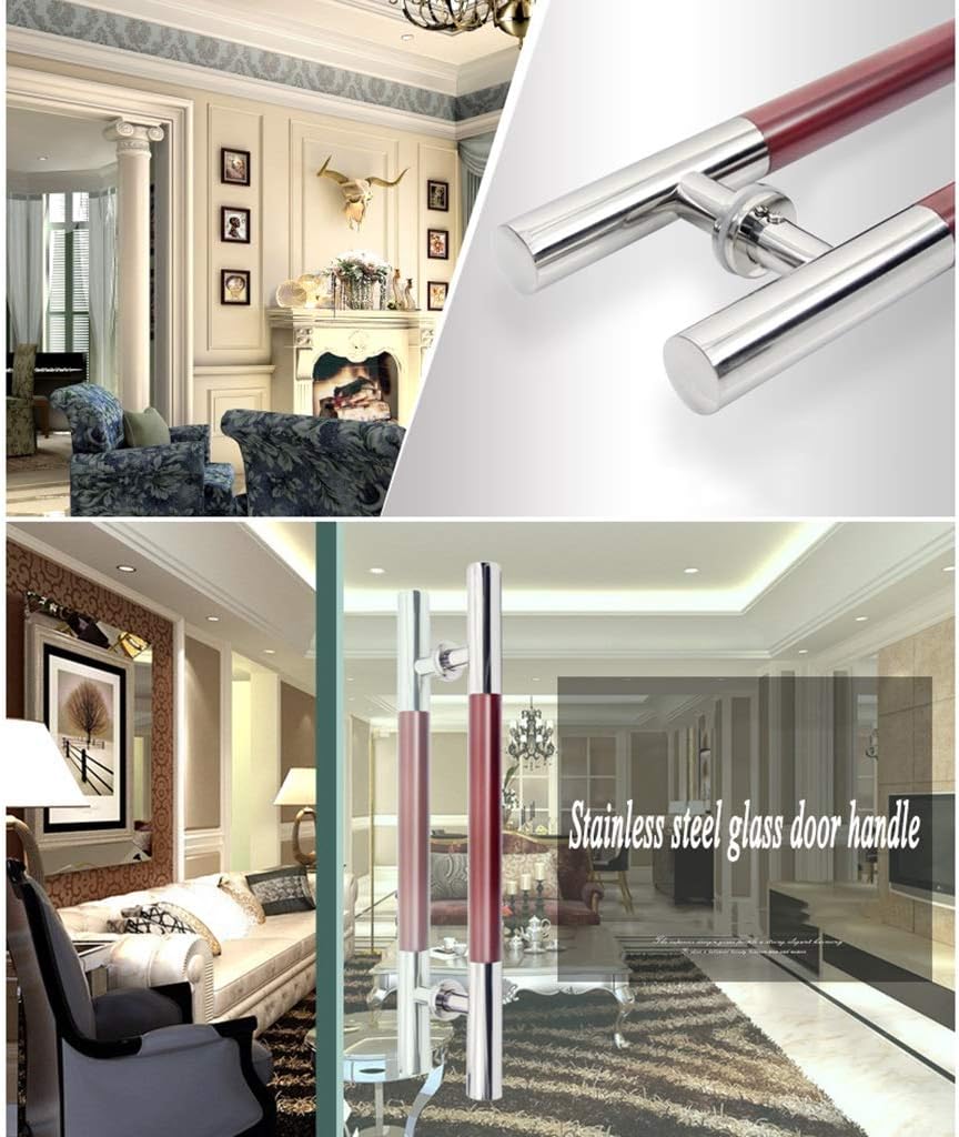 Commercial Heavy Duty Door Handles, Stainless Steel Round Tube Glass Door Handles, Push-Pull Handle Wooden Barn Door Sliding Handle (600×400mm)