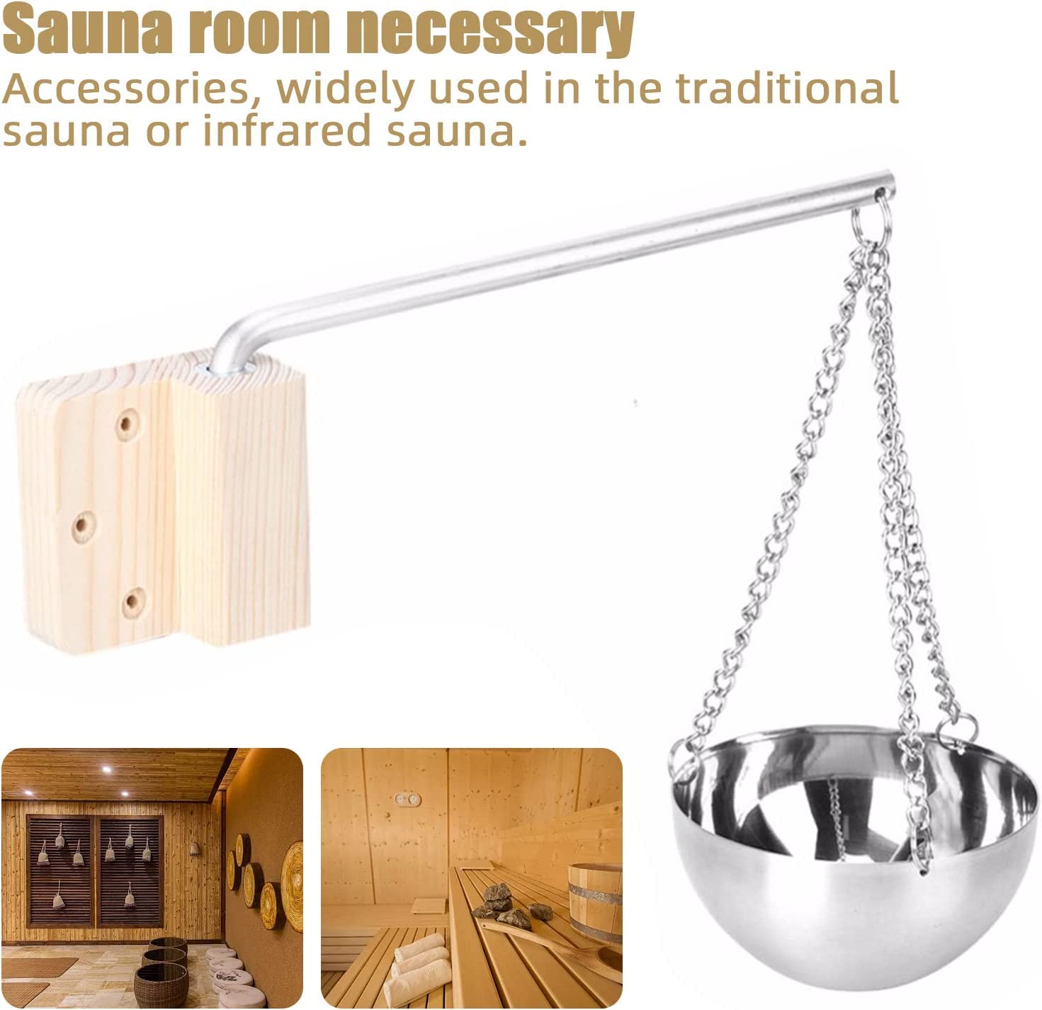 Sauna Cuenco Aroma, 850 ML Aroma Sauna Acero Inoxidable Cuenco para Sauna Accesorios Sauna Cuenco Spa Sauna Evaporador Cuenco Colgante Taza Cuenco Aceite Esencial Accesorios para Habitación Sauna