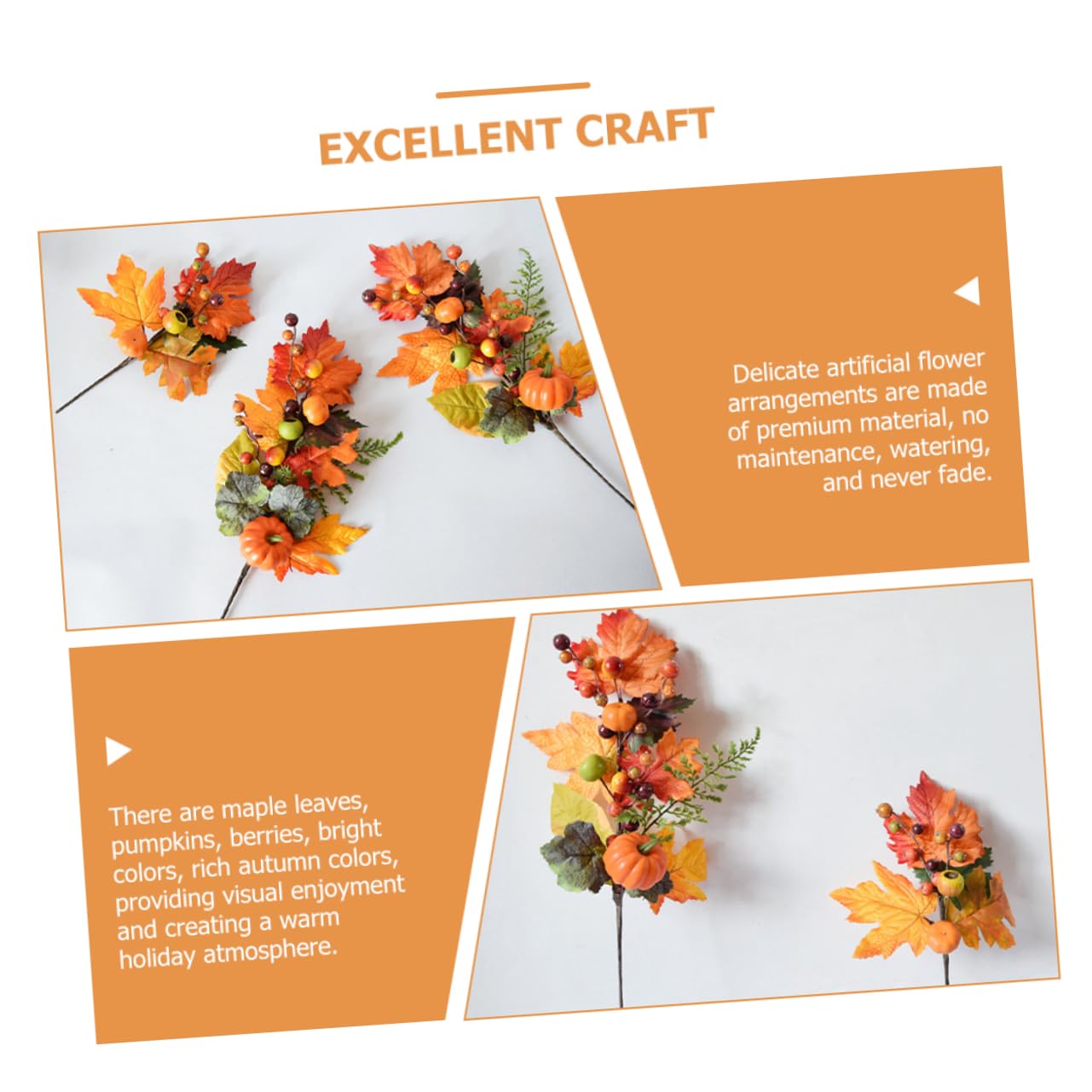ABOOFAN 6stücke Künstliche Herbstdekoration Mit Ahornblättern Kürbissen Und Beeren Für Thanksgiving Herbstliche Tischdekoration Uv-beständig Für Innen Und Außenbereich