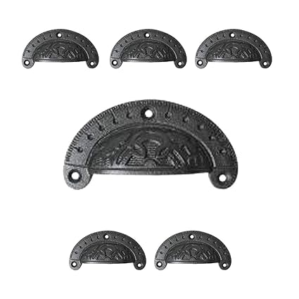 Black Cast Iron Cabinet Drawer Cup Bin Pull 3 3/4 W