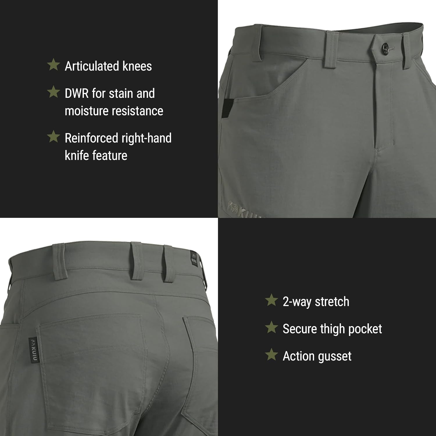 KUIU Switchback Pant - Water & Stain Resistant, 2-Way Stretch, Reinforced Knife Pocket, Durable & Versatile for Hiking - Image 5