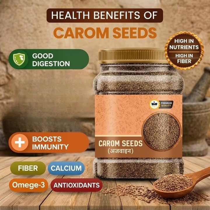 Premium Fresh Whole Ajwain Seeds 100gm | Carom Seeds | Ajamo | Aromatic Spice for Tadka, Paratha & Indian Recipes