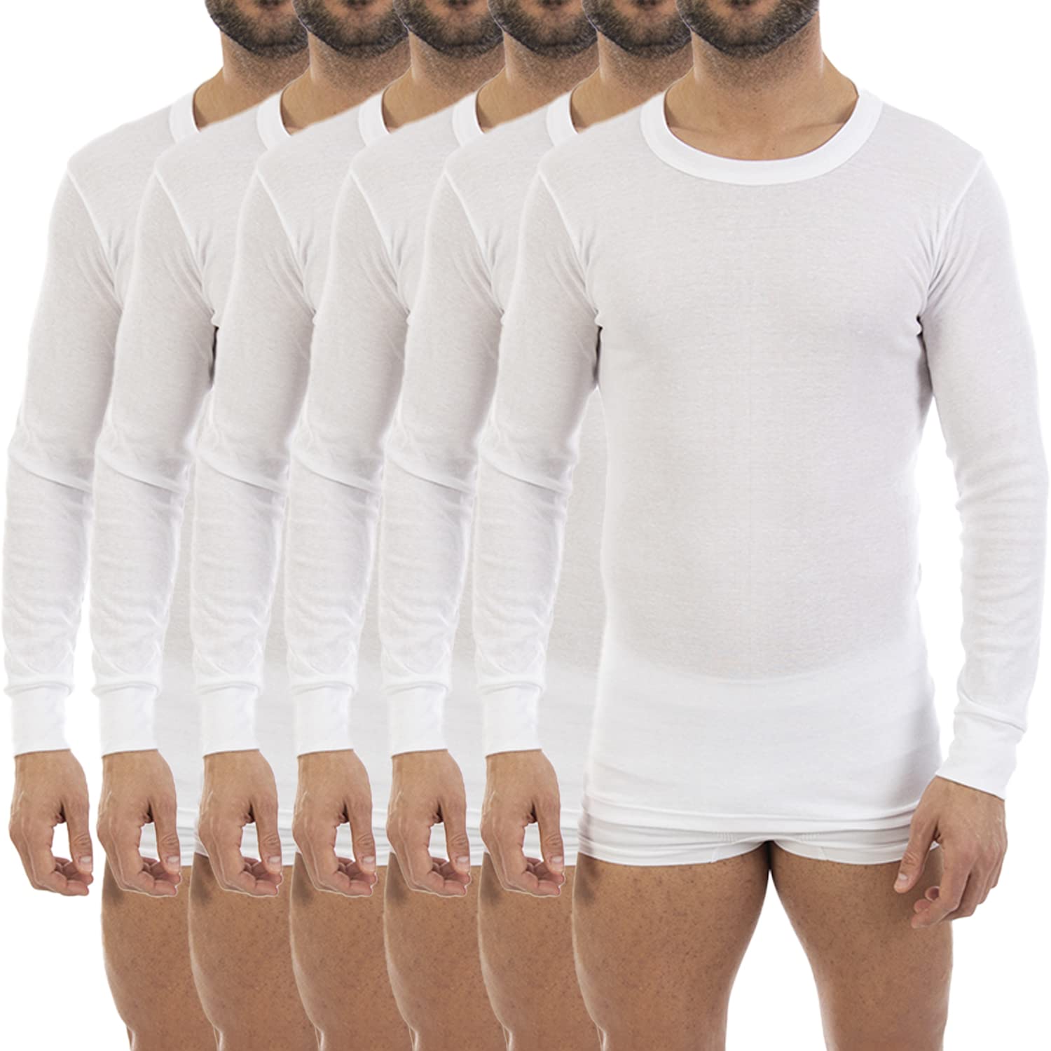 Lacotex Camiseta Interior Termal de Hombre | Camiseta Manga Larga y Cuello Redondo Térmica | Confort y Protección Térmica Interior | Pack Ahorro 6 Unidades | Talla XXL L103