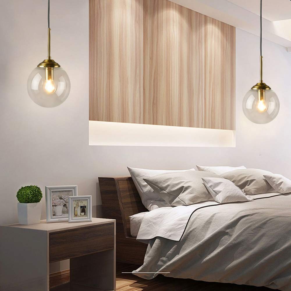 Przemysłowy retro loft sufit wisząca Lekki żyrandol Lampa wyposażenie mosiężne wyposażenie Mosiężne złącze Amber Globe Globe (15 cm, bursztyn)