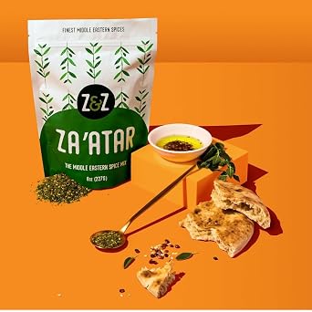 Zaatar by Z&Z | Zaatar Spice Blend with Zaatar Spice, Sumac, Toasted Sesame Seeds | Zaatar Seasoning for Breads, Salads, Chicken, or Snacks | Savory & Tangy Palestinian Zaatar Seasoning, 8 Oz