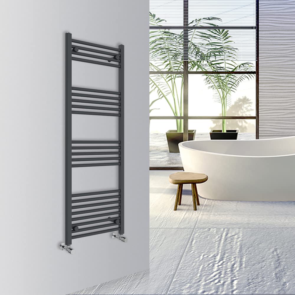 Warmehaus Straight Bathroom Heated Towel Rail Warmer Radiator Central Heating 1400x500mm - Anthracite