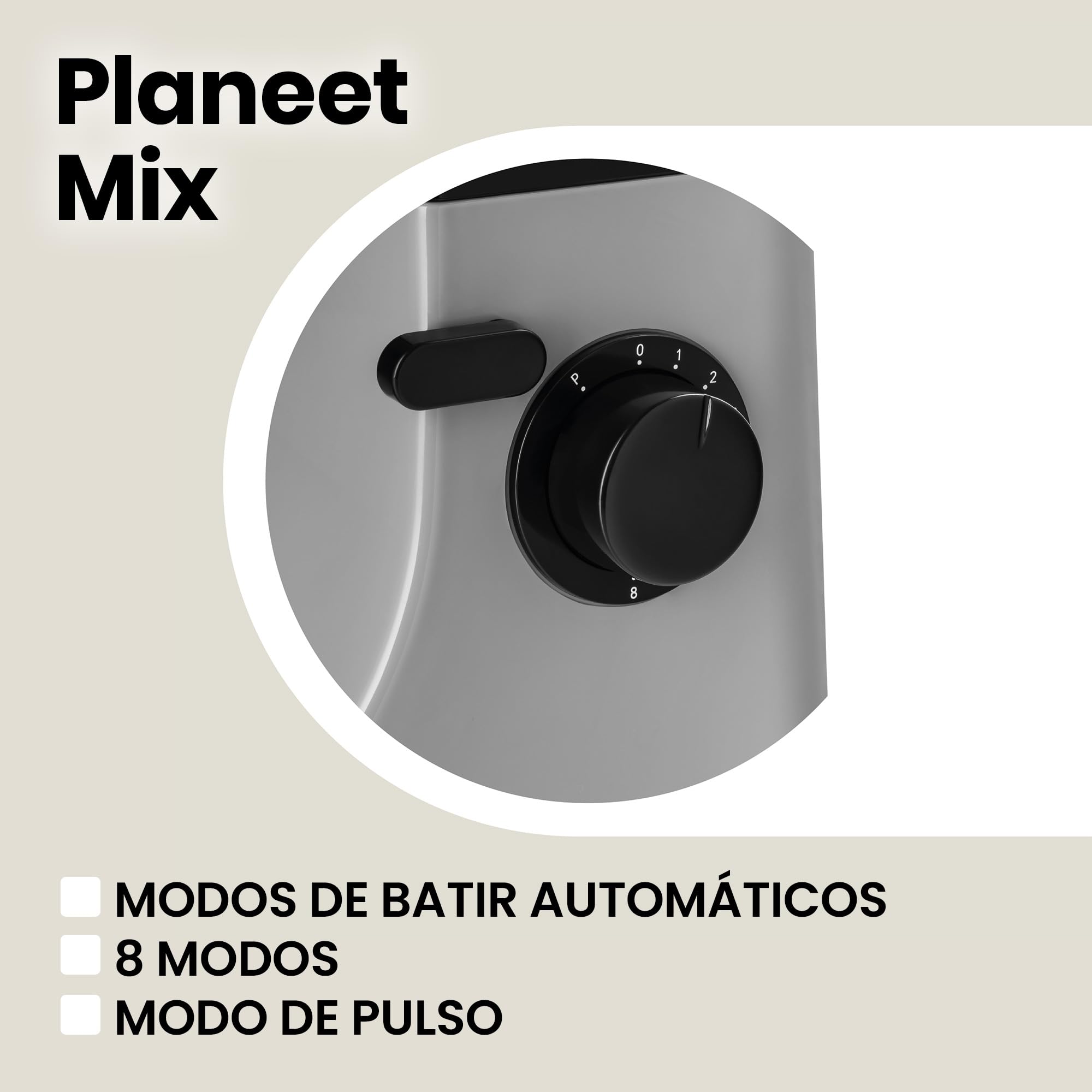 ZEEGMA Planeet MIX - Amasadora (1800 W, robot multifuncional con cuenco de 5 L, con asa y tapa, 8 velocidades, incluye panel táctil de 3 piezas) (Red)