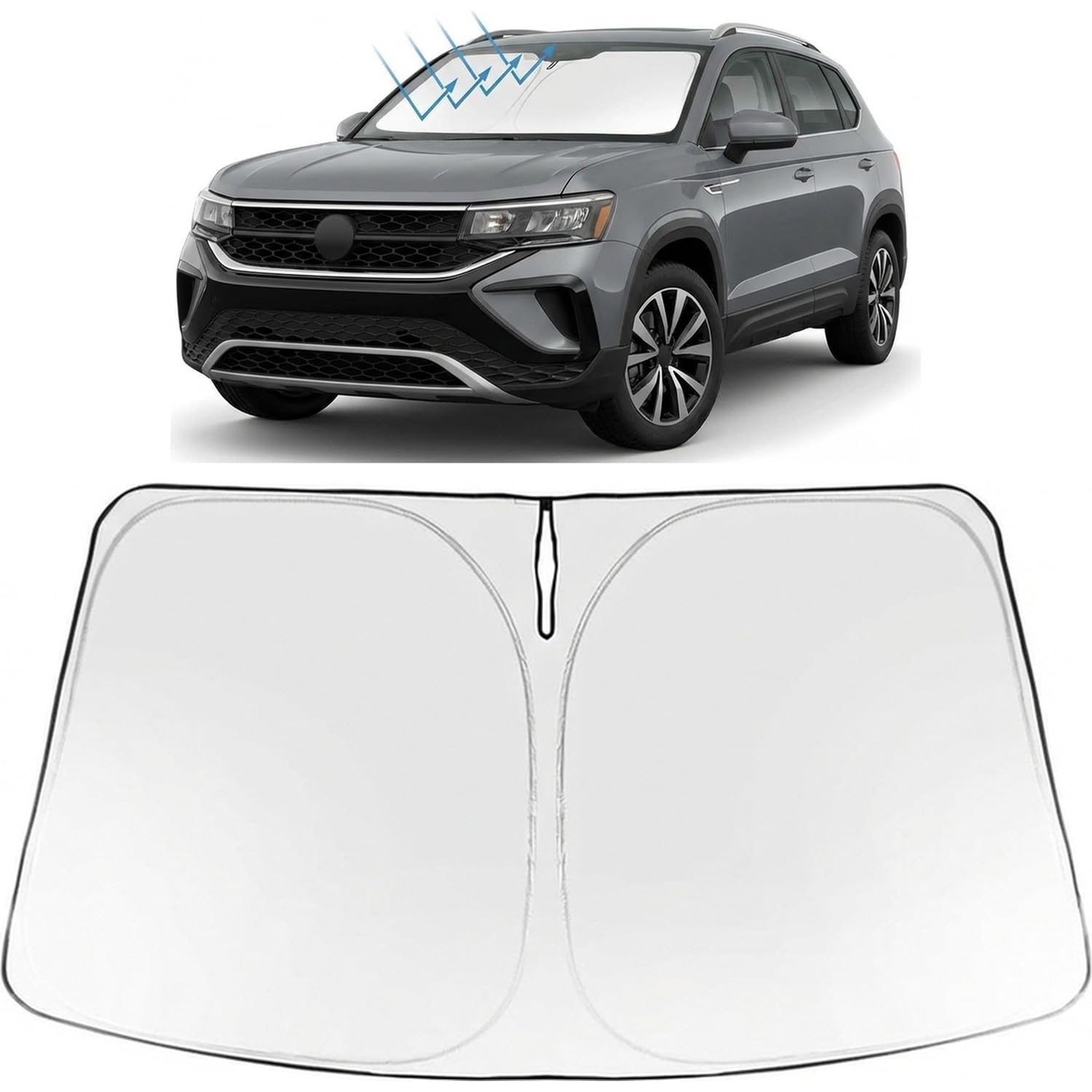 Proadsy Windshield Sun Shade for Volkswagen VW Taos 2022-2026 Foldable Front Sunshade Protector Sun Visor Blocks UV Rays Keep Car Cooler Accessories