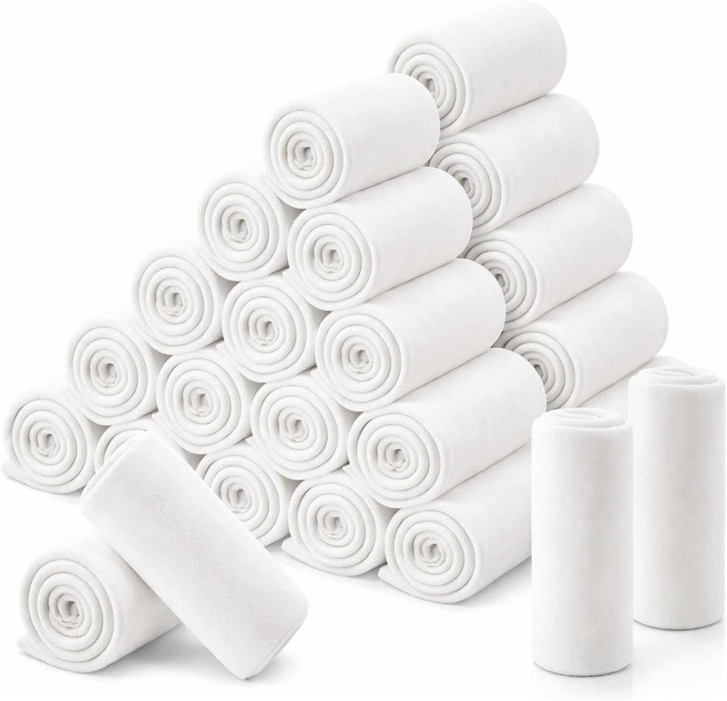 Newwiee 48 Pcs Fleece Throw Blankets Bulk 50'' x 60'' Oeko-tex Standard 100 Certified Spring Outdoor Wedding Guest Blankets Lightweight for Sleepover Donation Lap Pet Sofa Home (White)