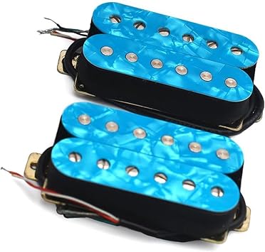 electric guitar pickup set Neck Bridge Blue 6 String N7.5K/B15K Output Electric Guitar Adjustable Screw Dual Coil Guitar Coil Spliting Pickup Color Neck and Bridge