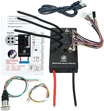FLIPSKY 75100 V2.0 with Aluminum PCB with Power Switch Button Based on VESC for Electric Skateboard/Scooter/Ebike Speed Controller, 103*58*18.5mm, Black
