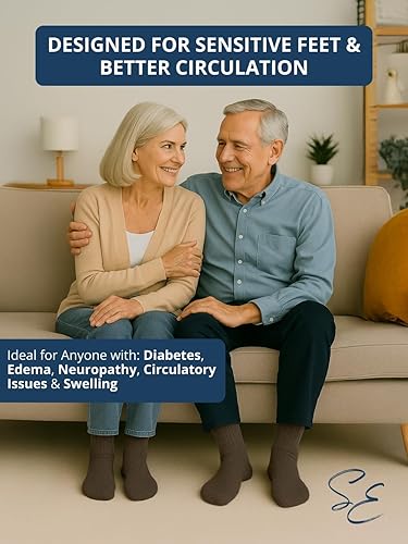 Miniatura 3 de 12 pares de calcetines de algodón para diabéticos para hombres y mujeres, calcetines de neuropatía extra anchos no vinculantes, calcetines de cuello