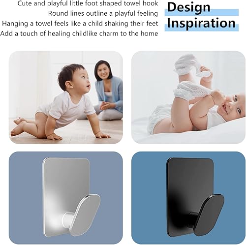 Miniatura 7 de Paquete de 4 ganchos adhesivos para toallas y abrigos, ganchos de pared de acero inoxidable negro mate para accesorios de baño y cocinaRV