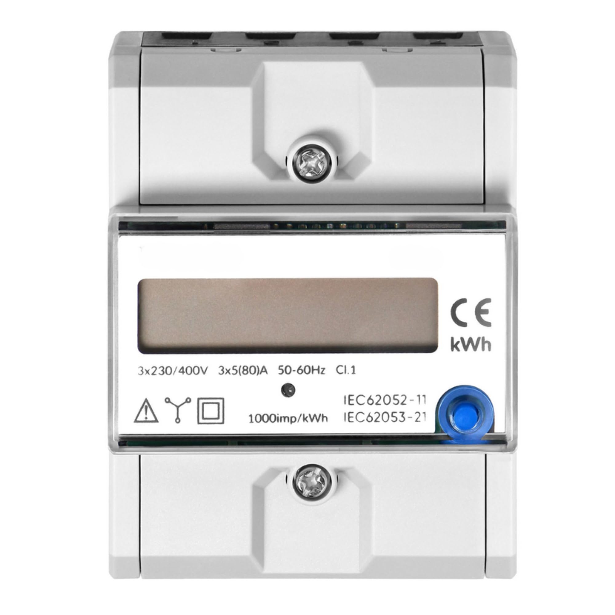 Medidor De Consumo Electrico Trifásico 80A Con Botón RESET - Montaje En Carril DIN TH-35mm Contador Electrico Con Indicador Adicional