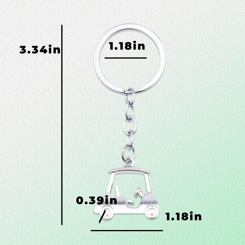 YALLNASL Golf Cart Keychain Silver Gold Golf Bag Accessories Charms for Women Men Golf Lovers Birthday Christmas Gift Ideas - Image 3